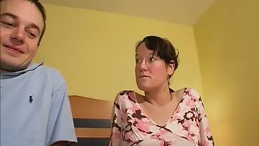 Amateur German slut fucks two horny dudes in the bedroom