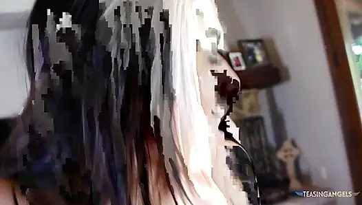 Brunette in high heels gets fucked in doggy and other positions