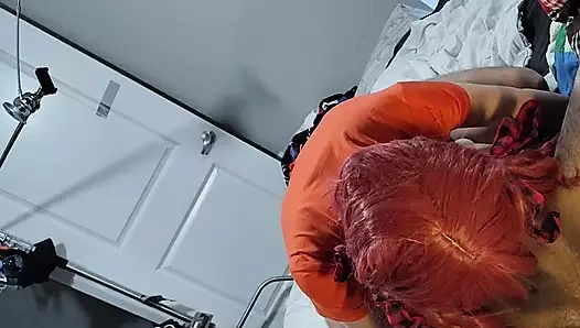 Red Head student orgasms multiple times and gets a messy facial