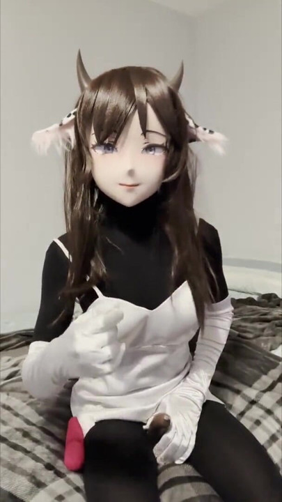 Siyah zentai kigurumi vibratör ve mastürbasyon | Klip 1