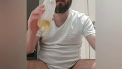 Piss drinking practice in chastity