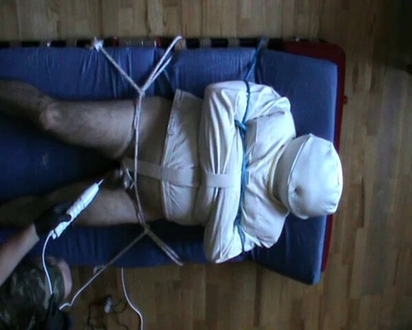 CBT and enjoying in the canvas straitjacket