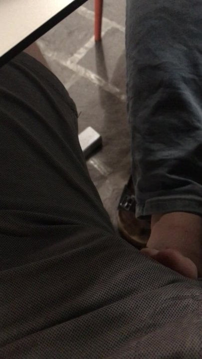 Feet on cock in public