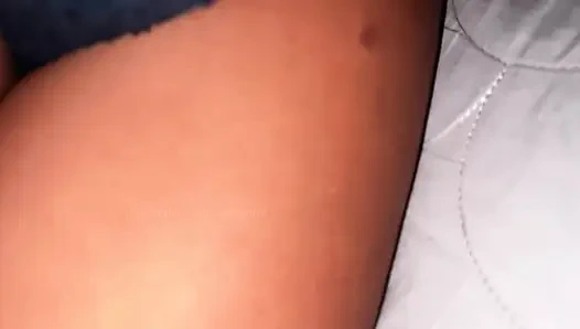 Under the sheets young girl touches her soft pussy