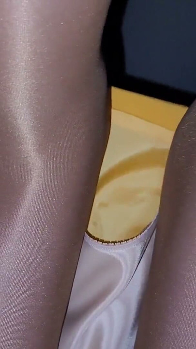 Looking up my Yellow skirt with a satin half slip | Clip 1