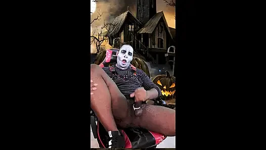 Fat skeleton stud caresses and gets fucked for Halloween