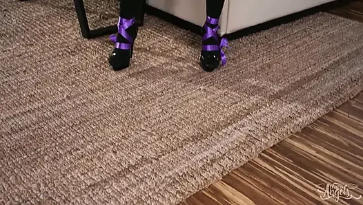Trans Angels - Andrea Zhay Is Wrapped up Head to Toe in Beautiful Violet Ribbons, Waiting