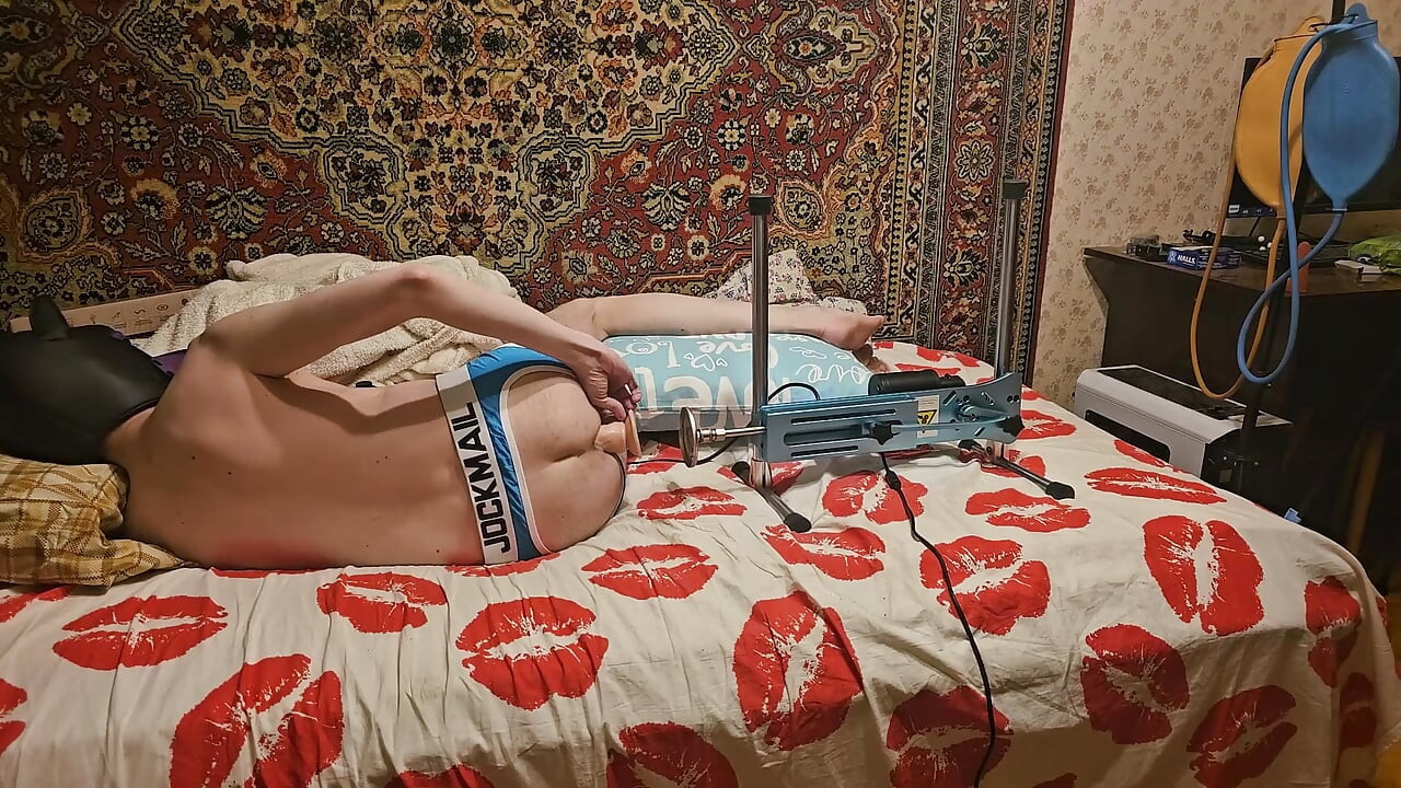 Horny Sasha Earth Stretches Tight Hole Fuck Machine