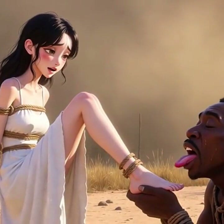 White Woman Tied in Africa - African Man Licking Her Feet