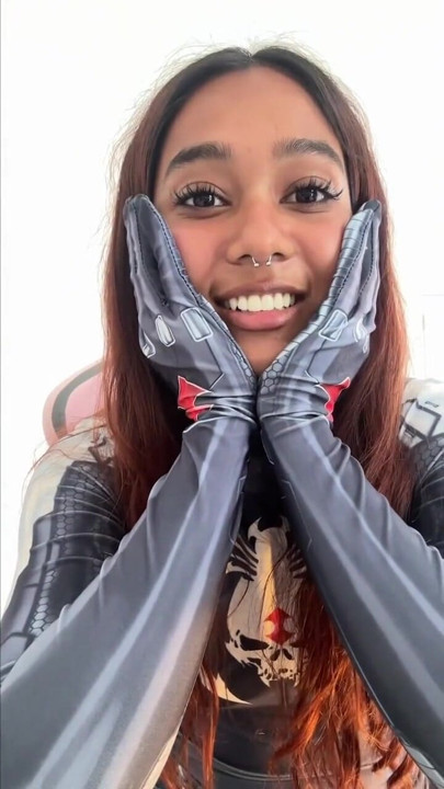 Small desi girl Mia Z masturbates and reacts to hentai | Clip 3