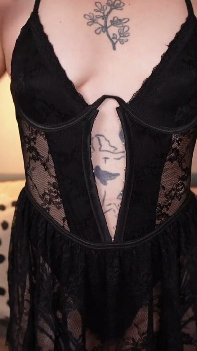 Gothic Elegance Exposed. Goth lingerie Try On Haul and Changing | Clip 1