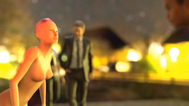 Hot 3d girl doing crazy things in front of the people