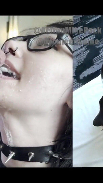 18-vuotias Emo Dream Girl Gwen esittelee mahdottoman huolimatonta syväkurkkua ja pallosäkin imemistä | Leike 1