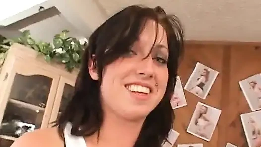 Brunette exposed her pussy to black guy's tongue