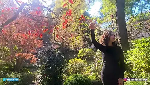 Fiery petite Latina reunites with her ex in an autumn garden, hardcore and horny sex and milk all over her body