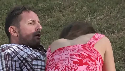 Outdoor anal for busty babe