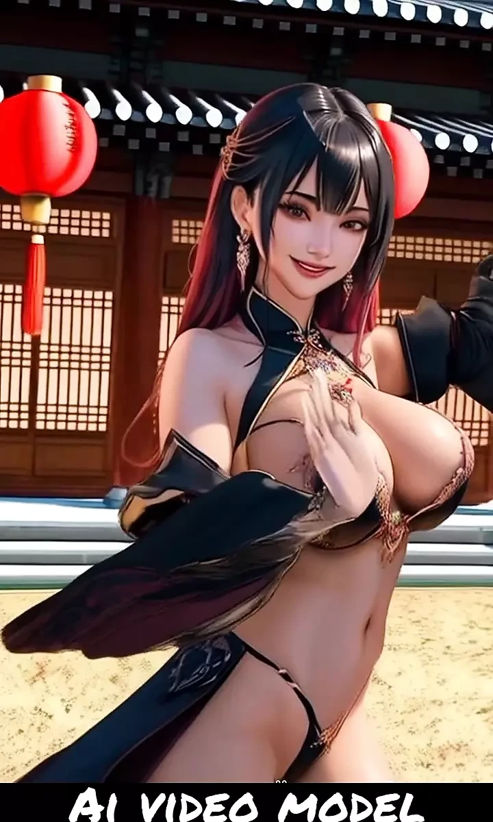 Hermosa modelo china con gran pecho