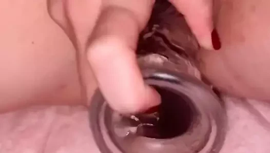 CreamyDixieLove playing with creamy pussy with vibrators and dildos stretching tight little pussy