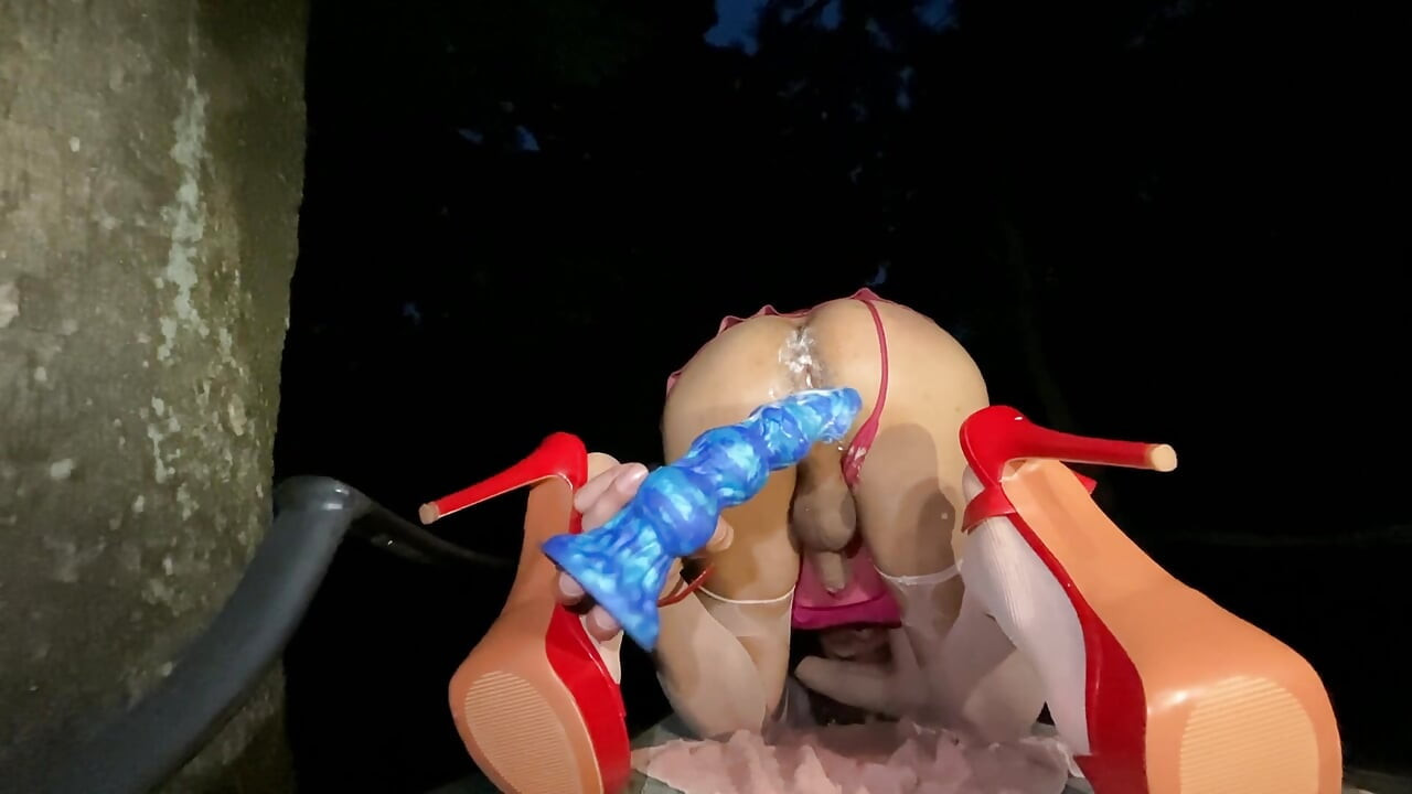 Outdoor sissy bimbo slut rough buttfuck part 3