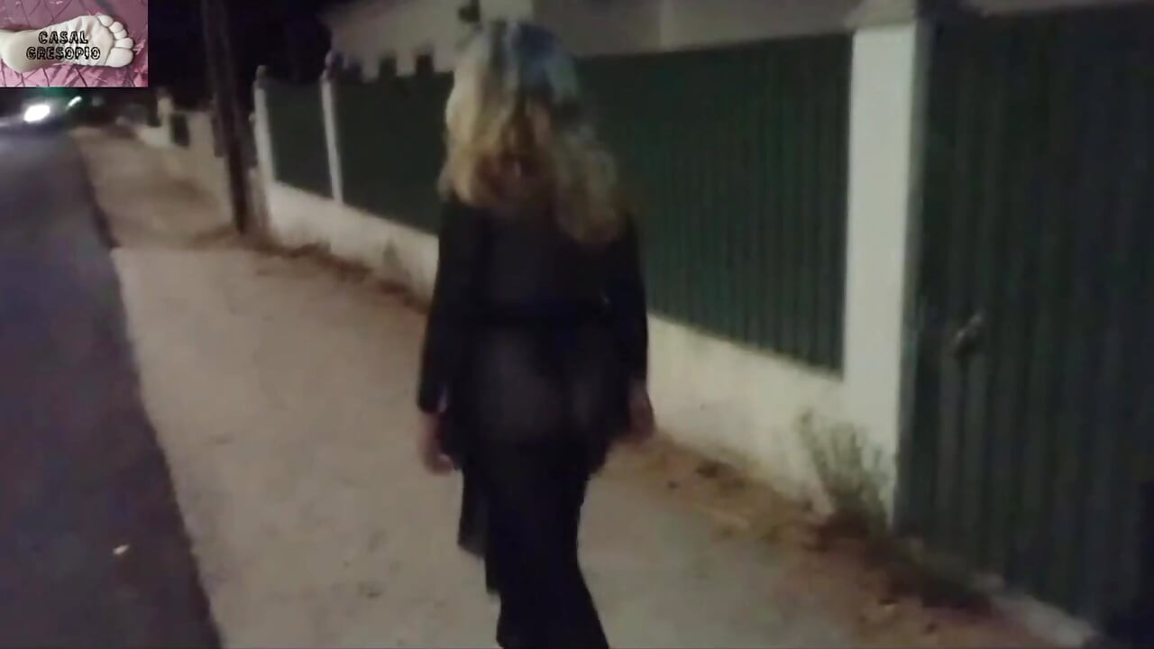 Mel showing off in public on the side of the road 13