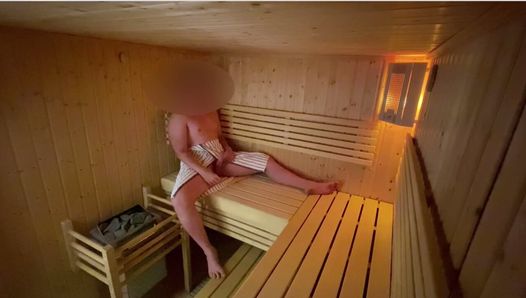 Risky sauna masturbation