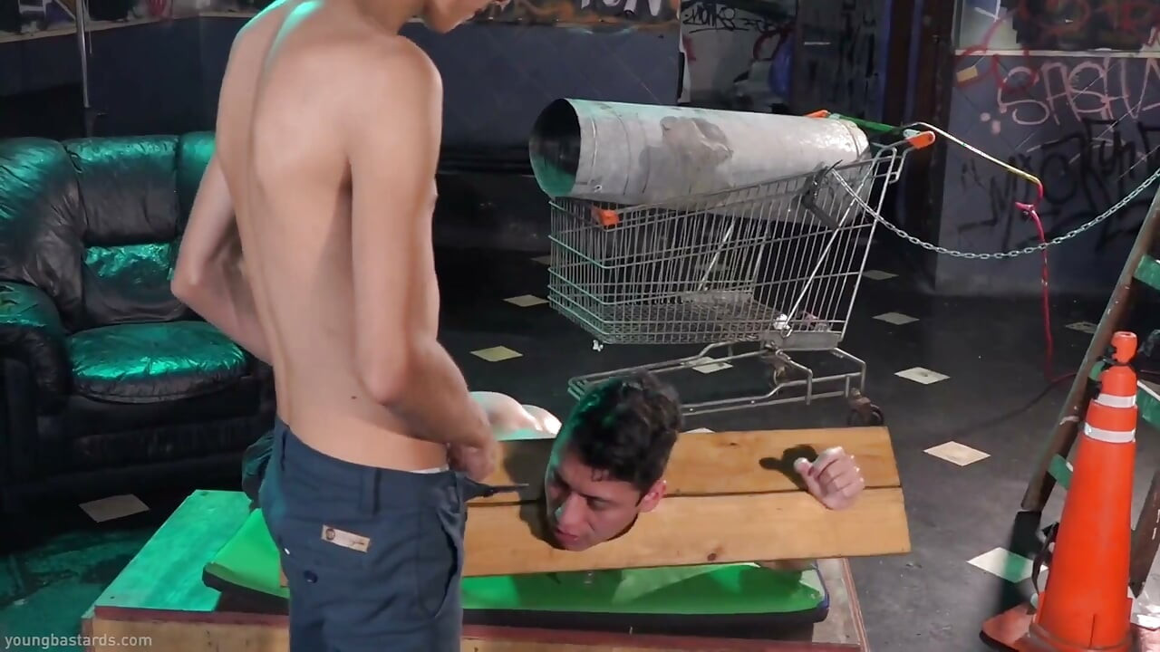Boy on the Stocks Fucked Raw