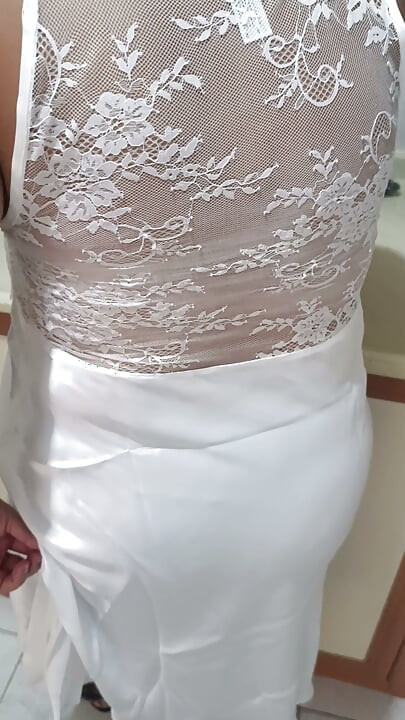 White nightgown fishnet stockings, this is the woman I'm looking for