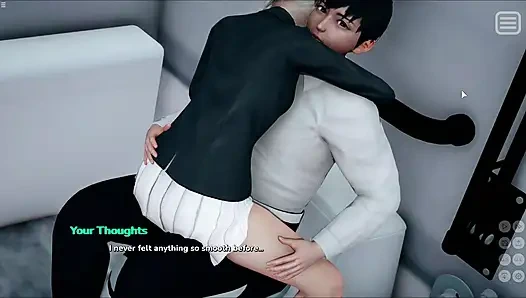 Japanische zierliche 18 plus schulstiefschwester reitet hiro schwanz in der toilette