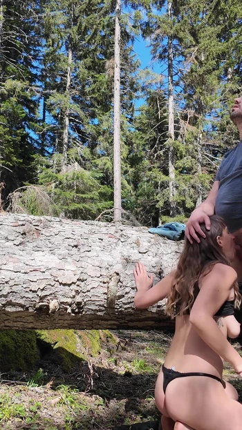 Emotional moment from "Sex break on a tree during the hike"