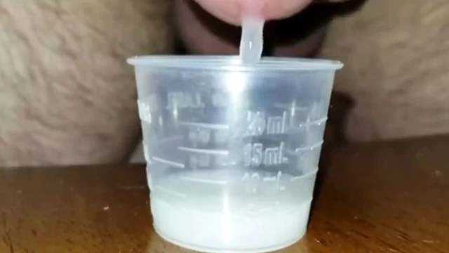 Extreme Closeup Huge Thick Load of Cum Edged Out Into Cup and Swallowed