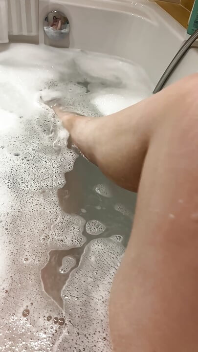 I enjoy soaking my sexy legs in the bathtub