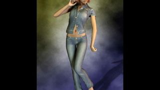 Une fille 3D vêtue de jean