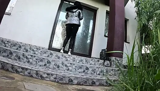 Gardener Deepthroat, Rough Facefucking and Double Cum on My Shiny Downjacket