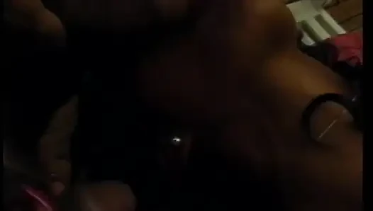 Nice tits ebony slut gets drill by big dong after blowjob outdoors