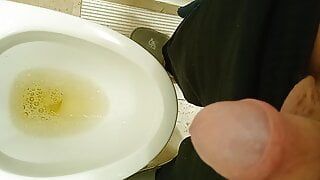 Daddy takes a piss and showing off soft cock
