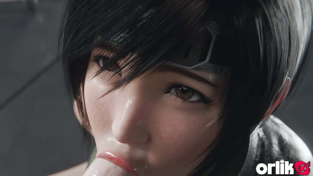 Yuffie Kisaragi büyük yaraklı ıslak sakso - derin ve dağınık 3 boyutlu animasyon