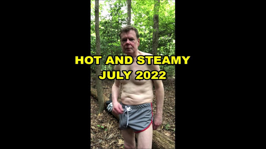 MESSY CUM SHOT ON A HOT DAY IN THE WOODS JULY 2022