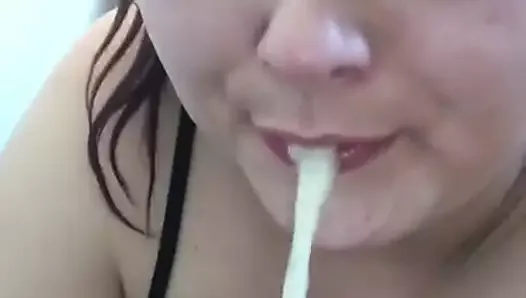 Welsh girl spits out cum