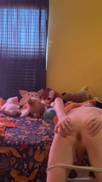 Emotional moment from "FoxieHikari's Sexy Striptease In Bra and Striped Panties"