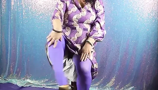 Behind the Scenes with Haydee Rodriguez -purple Stockings Gold High Heels