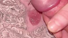 Ejaculation in my slutty wife's dirty panties