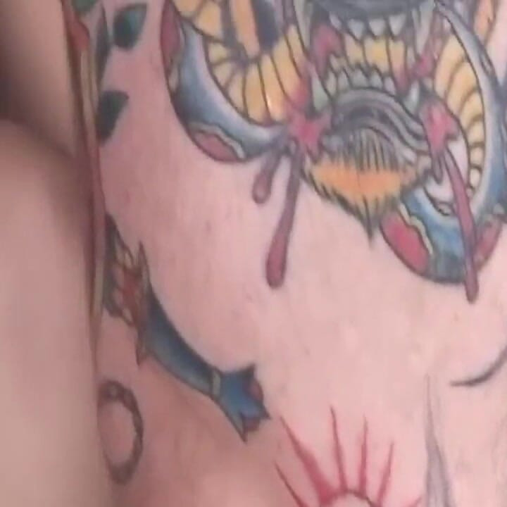 Mature Brunette MILF Sucks Tattooed Cock Deep