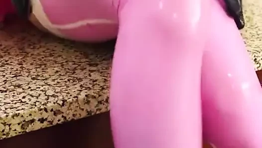 Pink latex stockings