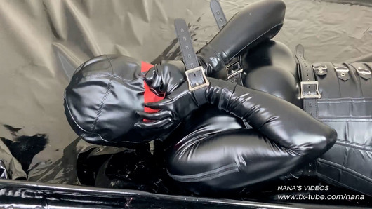 Leather Hood mummification and Vibrator Orgasm