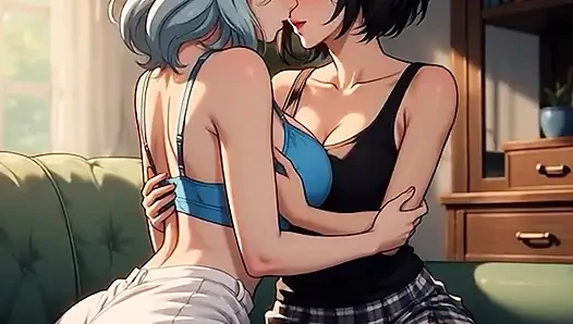 AI Generated Cartoon content, Uncensored video of 18 Year old Anime Girl, Kissing Orgasm of Mature Women