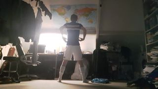 Twink shaking his ass in football kit