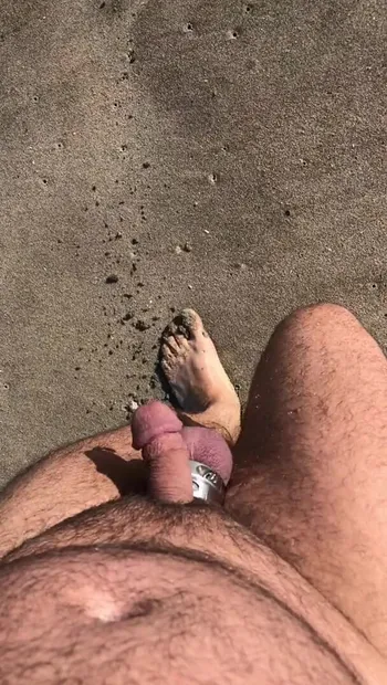 Public nude beach stroll and piss