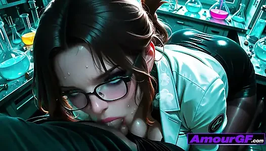 3D Scientist Babe Fucked Hard in Lab, Big Tits Covered in Cum