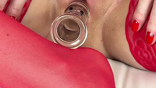 Mrs Mature Feet and her Glass Dildo