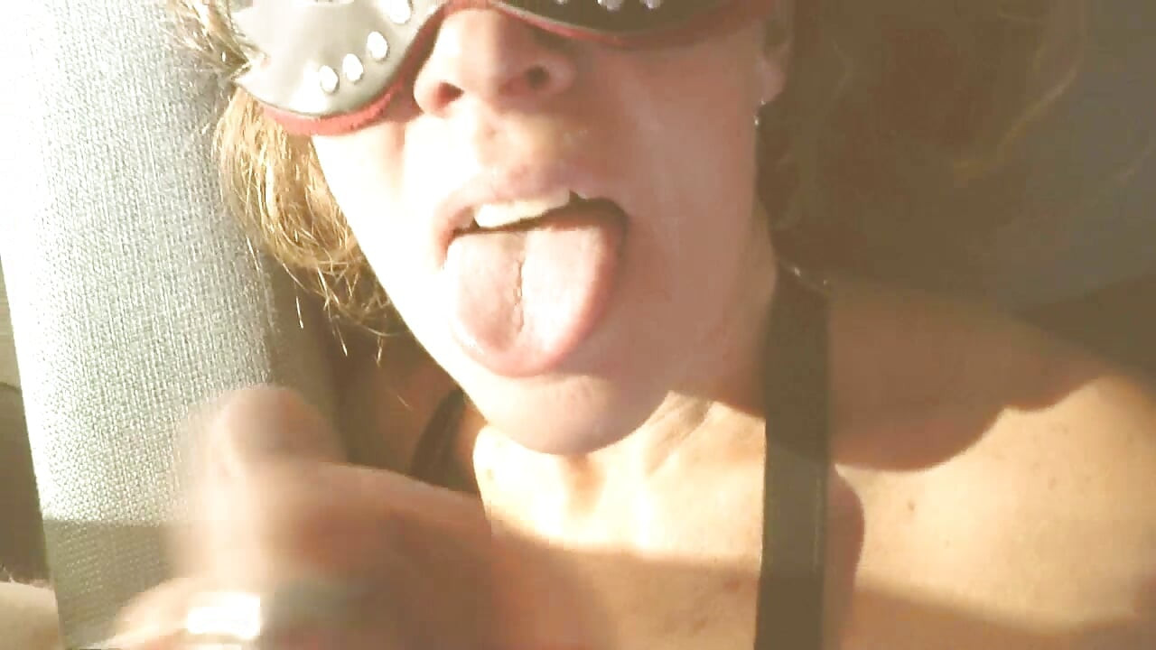 Swemature cumslut in mask and chains swallows cum and fountain squirts.